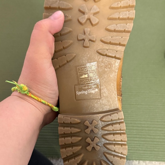 Spring Step Jovany Leather Booties EU 40 US 9 Tan Fur Lined Dual Zip Lug Sole - Picture 9 of 11